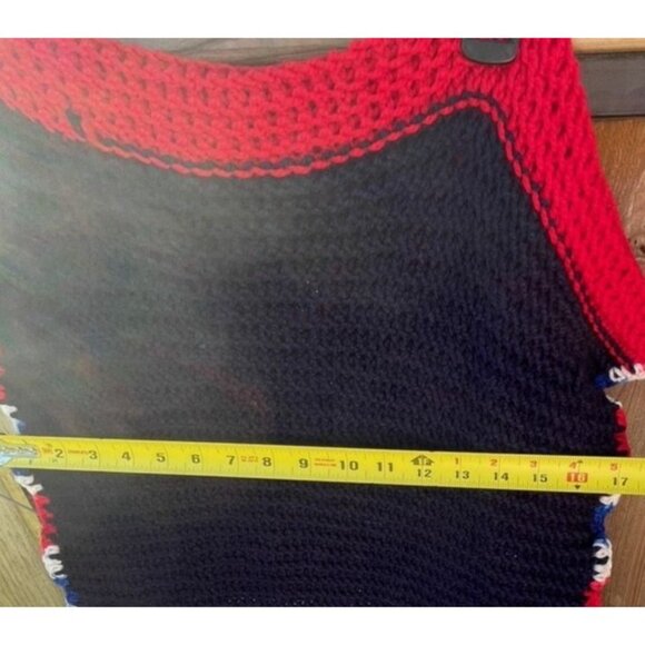 Handmade Crochet Patriotic Red White & Blue scarf with Fringe Detail - Picture 5 of 6